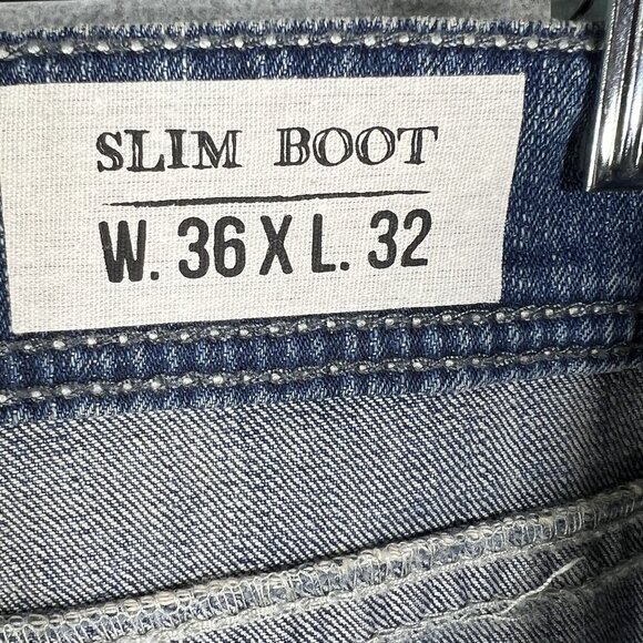 TK Axel NWT Men 36x32 Slim Boot Stretch Jeans Denim Back Flap Deco 5 Pockets - Picture 5 of 13